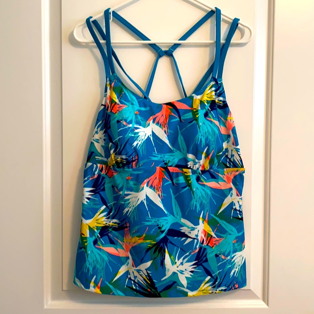 BCG, Blue floral Tankini,  Size 16